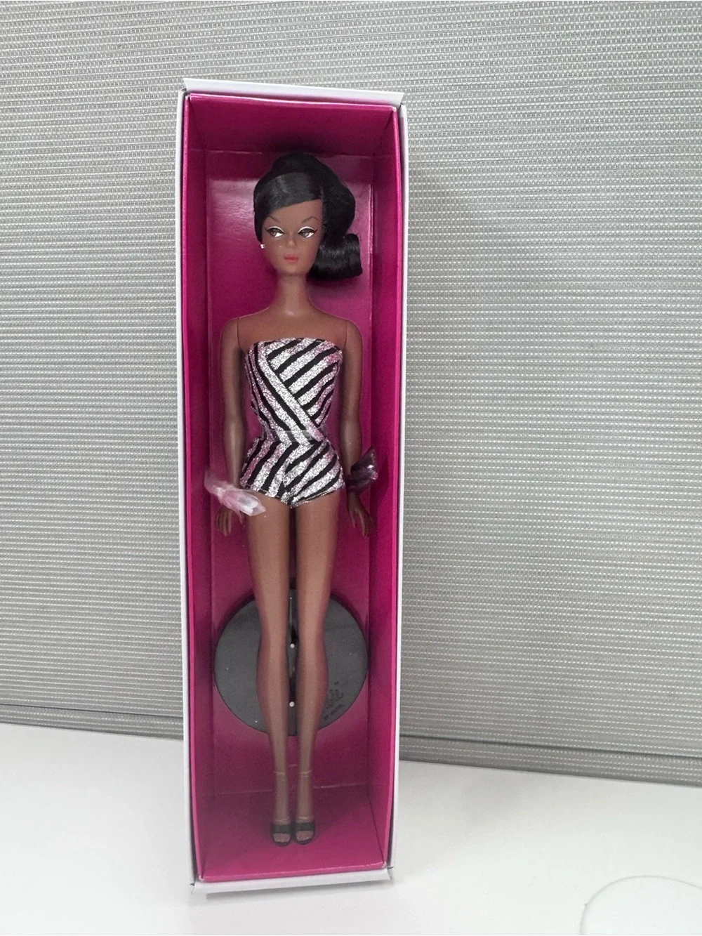 Barbie Pink & White 60th Sparkles Collector Doll Box Back